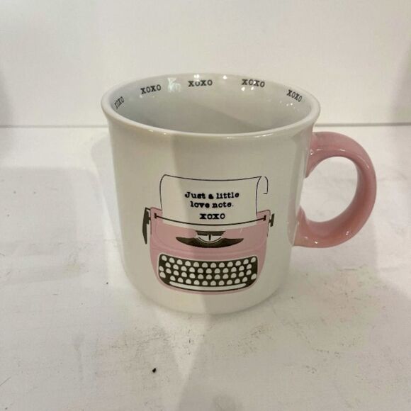 Just A Little Love Note XOXO Coffee Mug Ceramic Pink Typewriter 20 oz Nib - Picture 3 of 9